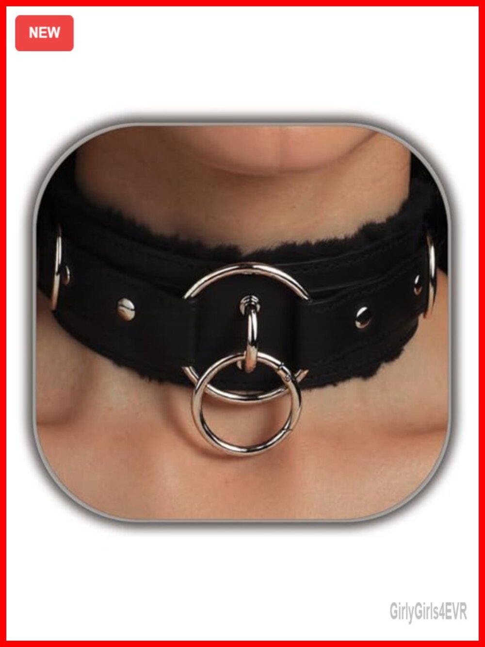 Punk Leather Choker Collar with Lock Bell O-Ring Adjustable Gothic Necklace